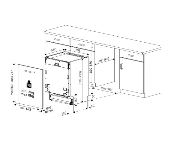 Beko BDIN38521Q trauku mašīna, iebūvējama 60cm