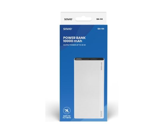 Power Bank 10000 mAh, white SAVIO BA-04