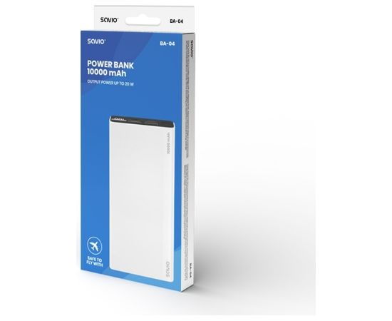 Power Bank 10000 mAh, white SAVIO BA-04