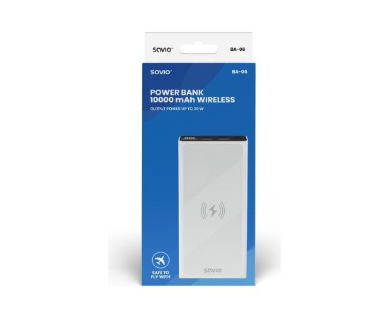 Power Bank 10000 mAh, white SAVIO BA-06