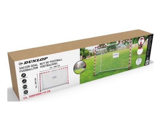 Futbola vārti ar tīklu 300x200x110 cm ALLROUND DUNLOP Для футбола