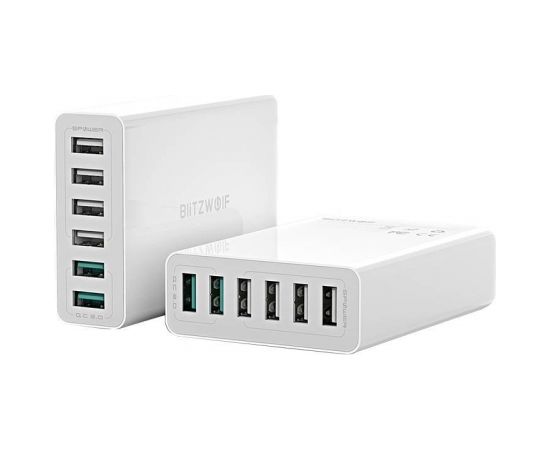 BlitzWolf BW-S15 Tīkla Lādētājs 6 x USB / 60W / 4.8A / Quick Charge 3.0 Balts