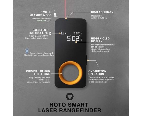 Xiaomi Hoto HTE0002EU Smart Laser Measure Black