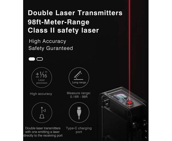 Xiaomi Hoto HTE0002EU Smart Laser Measure Black