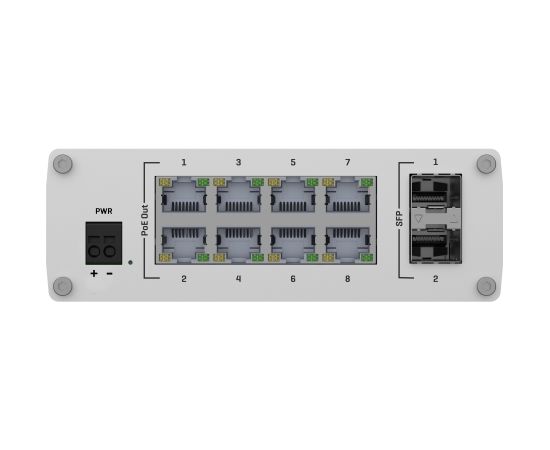 Teltonika Ethernet Switch TSW200 Unmanaged, Desktop, 1 Gbps (RJ-45) ports quantity 8, SFP ports quantity 2, PoE ports quantity 8, Total PoE Power Budget (at PSE): 240 W, PoE Max Power per Port (at PSE): 30W, IP30, Full aluminum housing, ADAPTER NOT INCLUD