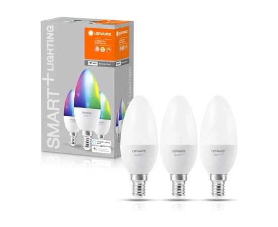 Ledvance SMART+ WiFi Classic Candle RGBW Multicolour 40 5W 2700-6500K E14, 3pcs pack Viedās lampas un spuldzes