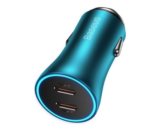 Baseus Golden Contactor Pro car charger, 2x USB-C, 40W (blue)