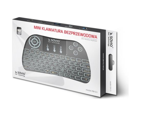 SAVIO KW-01 Wireless keyboard, TV Box, Smart TV, consoles, PC QWERTY English Black