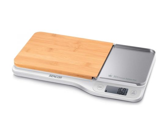 Kitchen Scale with Real Bamboo Cutting Board Sencor SKS6501WH