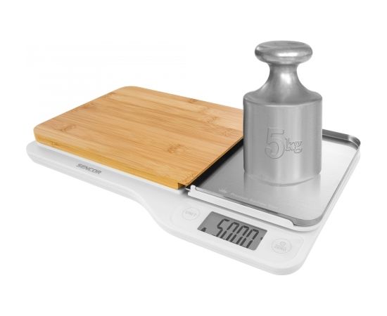 Kitchen Scale with Real Bamboo Cutting Board Sencor SKS6501WH