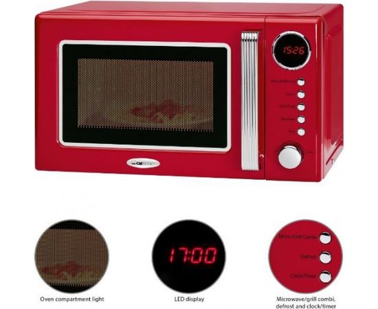 Retro Microwave With Grill Clatronic MWG790R red