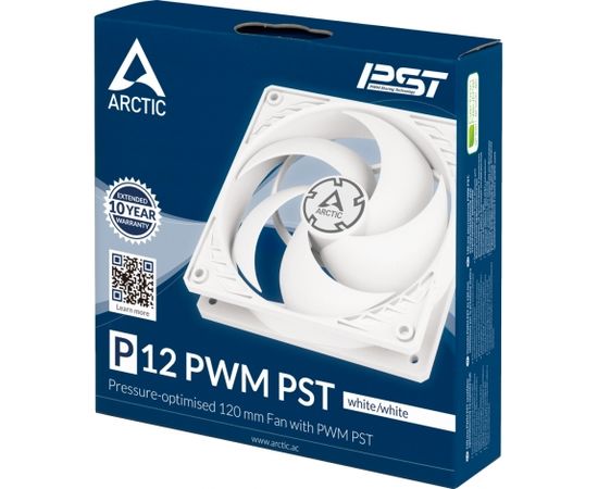 ARCTIC P12 PWM PST (White/White) Pressure-optimised 120 mm Fan with PWM PST