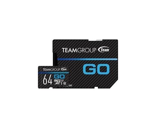 Team Group GO memory card Micro SDXC 64GB UHS-I U3 90/45 MB/s + Adapter Atmiņas kartes micro SD SDHC