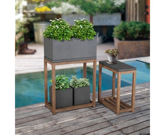 Кашпо SANDSTONE 65x34,5xH28см, материал: фиброцемент, цвет: серый Предметы интерьера и дизайна