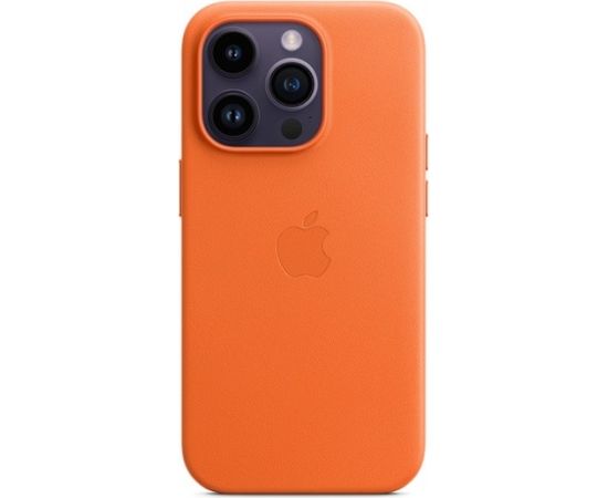 Apple iPhone 14 Pro Leather Case with MagSafe Orange Oriģinālie maciņi