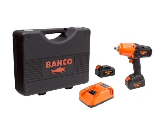 Bahco 1/2" cordless impact wrench set (2 batteries + charger) with brushless motor 18V, max 1000Nm