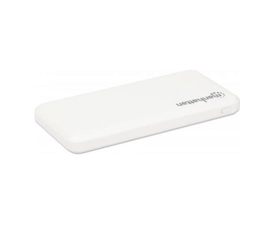 Manhattan Power Bank, 10000 mAh, Output: 2x USB-A (2.1A & 1A), Input: USB-C & Micro-USB (both 2A), White, One Year Warranty, Blister