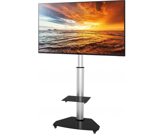 Techly Floor Stand with Shelf Trolley TV LCD/LED/Plasma 37-70" Silver