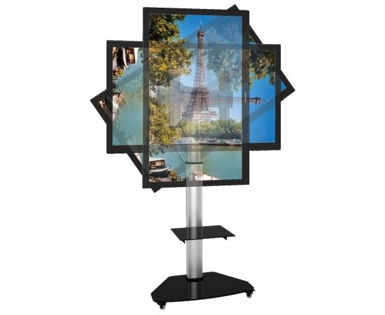 Techly Floor Stand with Shelf Trolley TV LCD/LED/Plasma 37-70" Silver