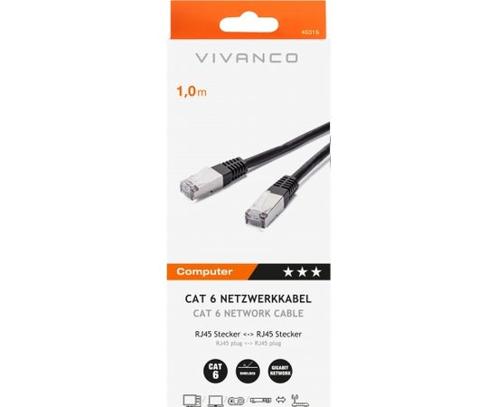 Vivanco network cable CAT 6 1m, black (45315)