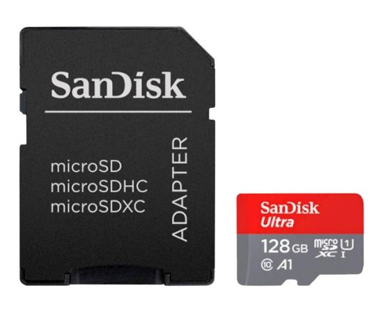 Sandisk memory card microSDXC 128GB Ultra A1+ adapter