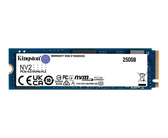 Kingston SSD drive NV2 250GB M.2 2280 PCI-e 4.0 NVMe Жесткие диски (SSD)