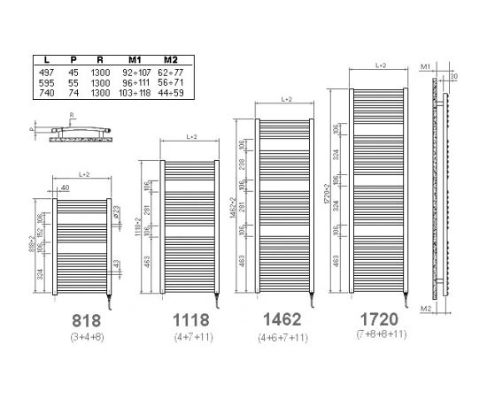 Irsap Venus dvieļu žāvētājs, liekts 1462x595x55mm, hromēts Dvieļu žāvētāji pie apkures