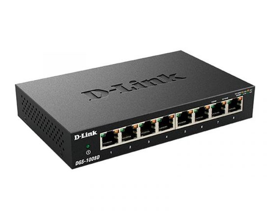 D-Link Switch DGS-1008D Unmanaged, Desktop, 1 Gbps (RJ-45) ports quantity 8, Power supply type Single
