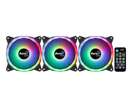 Aerocool DUO12PRO Kit 3xFan 12cm ARGB LED Dual Ring Antivibration 6 Pins Black