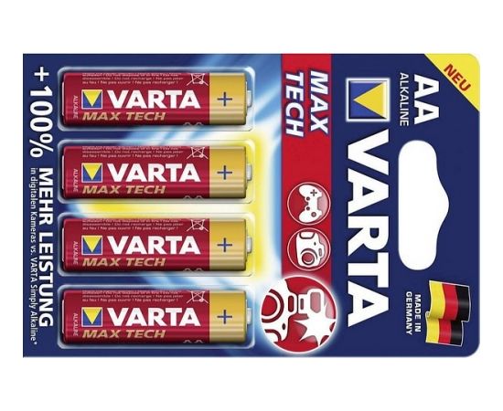 Baterijas Varta Max Tech AA 4 gab. iepakojumā