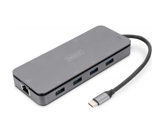 DIGITUS 11 in 1 USB-C Docking Station & SSD Enclosure 4x USB 3.0, 1x VGA, 1x HDMI, RJ45, M.2 SSD