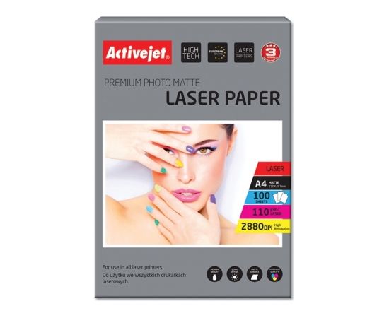 Activejet AP4-110M100L matt photo paper for laser printers; A4; 100 pcs