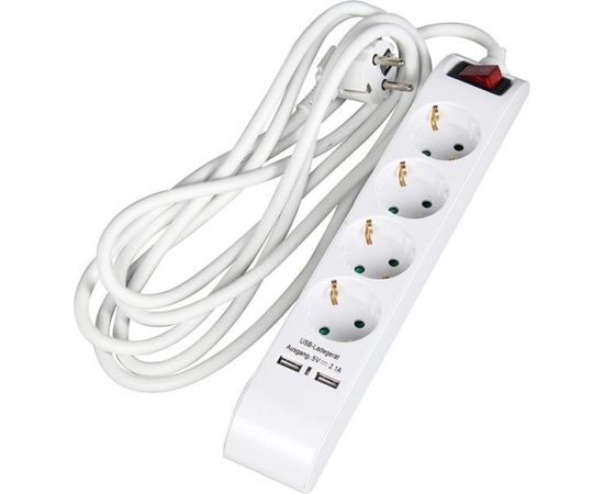 Pagarinātājs 4-vietīgs 3m a/z/s/USB 2.1A 3x1.5mm Strāvas pagarinātāji