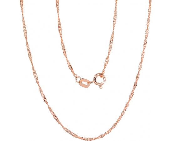 Sudraba ķēdīte Singapūra 1,5 mm , dimantu apstrādājums #2400093(PAu-R), Sudrabs	925°, sarkanais zelts (pārklājums), garums: 40 cm, 1.5 gr.  Ar zelta pārklājumu