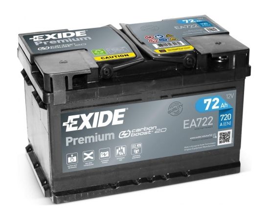 Exide Premium EA722 12V 72Ah 720A 278x175x175 EA722