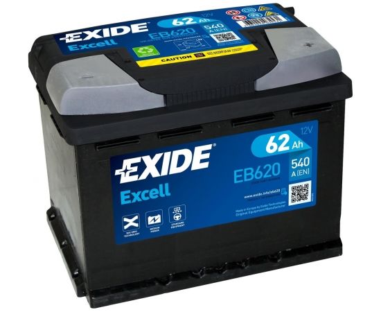 Akumulators Exide Excell EB620 12V 62Ah 540A 242x175x190