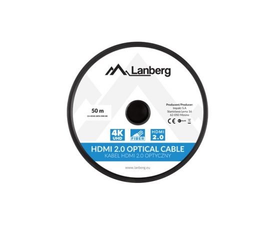 Lanberg CA-HDMI-20FB-0500-BK optical cable HDMI M/M 50m v2.0 4K AOC