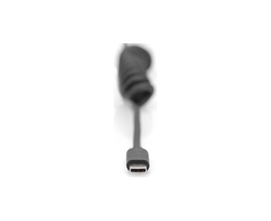 Digitus USB 2.0 Type A to USB C Spiral Cable AK-300430-006-S Black, 1 m