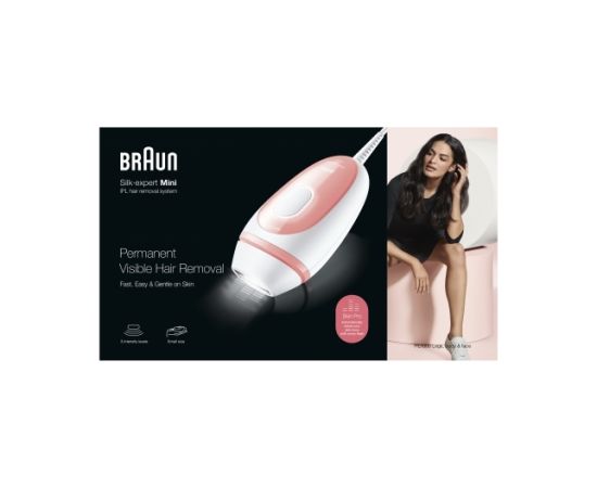 Braun PL1000 Silk-expert Mini IPL White/Pink, Corded Epilator Epilatori, bikini trimmeri, sieviešu skuvekļi