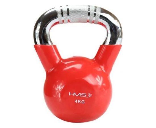 Kettlebell cast iron knurled chrome handle HMS KTC08 RED