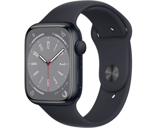 Apple Watch Series 8 GPS 45mm Midnight Aluminium Case with Midnight Sport Band - Regular Smart-Watch Pulksteņi