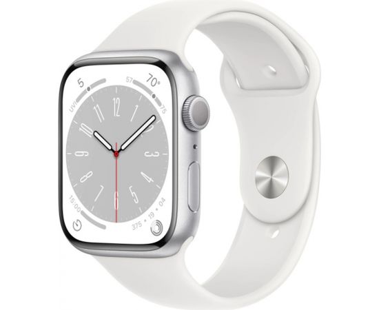 Apple Watch Series 8 GPS 45mm Silver Aluminium Case with White Sport Band - Regular