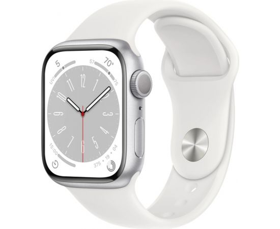 Apple Watch Series 8 GPS 41mm Silver Aluminium Case with White Sport Band - Regular