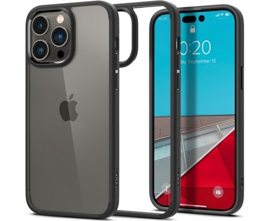 Spigen Ultra Hybrid Caurspīdīga stikla TPU aizmugures maks-apvalks priekš Apple iPhone 14 Pro Max Melns rāmis