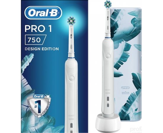 Oral-B Electric Toothbrush Pro1 750 Rechargeable, For adults, Number of brush heads included 1, Number of teeth brushing modes 1, White