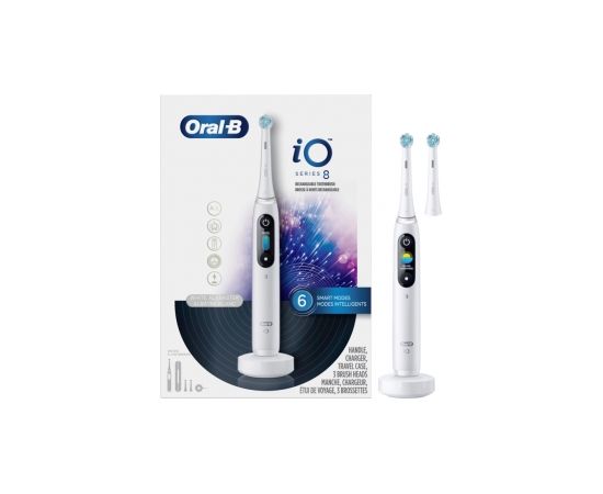 Braun Oral-B iO8 Series Alabaster White balta/melna - Elektriskā zobu birste