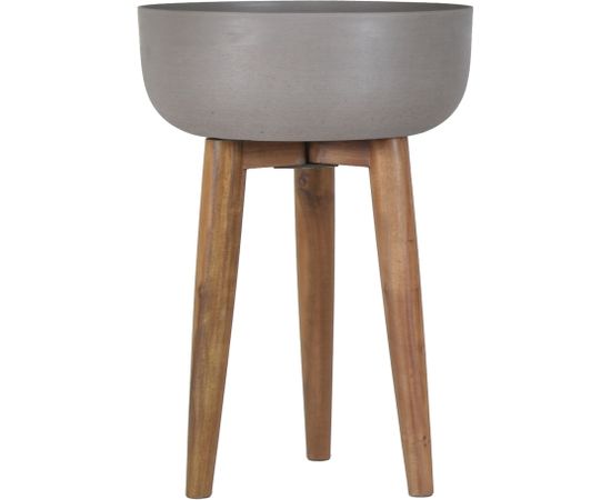 Puķupods SANDSTONE D40xH56,5cm, materiāls: kompozīt akmens, krāsa: pelēka/ brūna, kājas: akācija