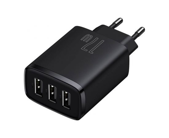 Baseus Compact Quick Charger, 3x USB, 17W (Black)