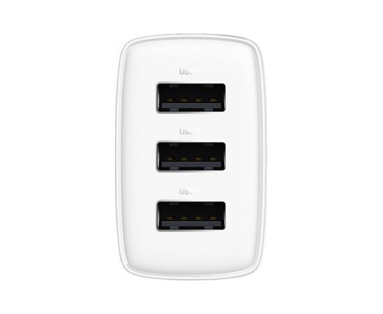 Baseus Compact Quick Charger, 3x USB, 17W (White)