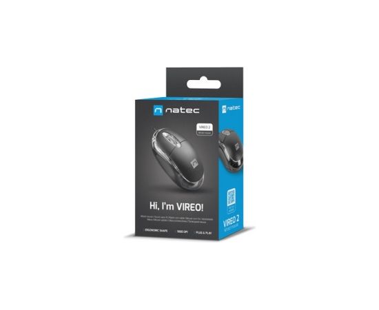 Natec Mouse, Vireo 2, Wired, 1000 DPI, Optical, Black